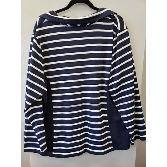 ‎Karen Scott Plus-Size Blue/White Zip-Front Jacket - Picture 3 of 5